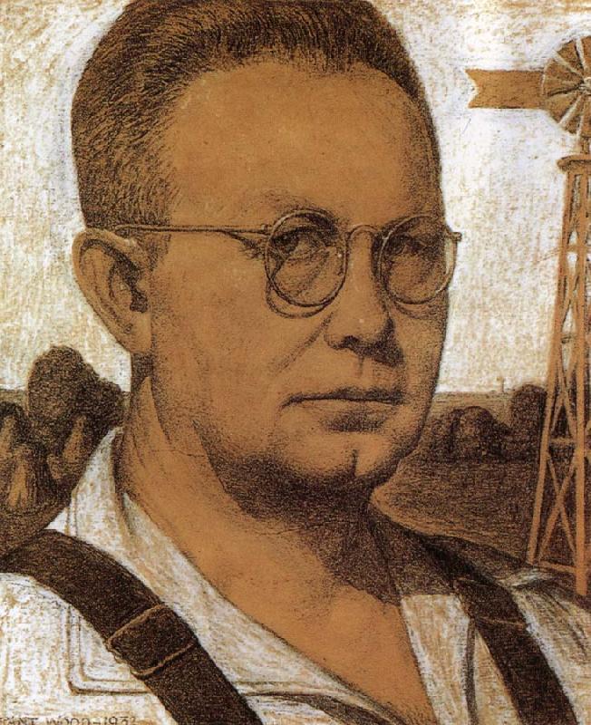 Grant Wood The Study of Self-Portrait oil painting picture